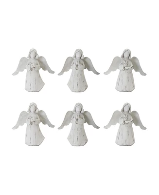 Slickblue Praying Angel Figurine With Metal Wings (Set of 6)