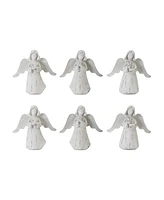 Slickblue Praying Angel Figurine With Metal Wings (Set of 6)