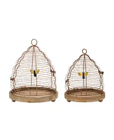 Slickblue Decorative Bee Skep Hive Set of 2 Rustic Home Decor