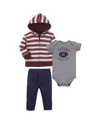 Hudson Baby Baby Boys Hudson Cotton Hoodie, Bodysuit or Tee Top and Pant Set