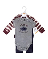 Hudson Baby Baby Boys Cotton Hoodie, Bodysuit or Tee Top and Pant Set