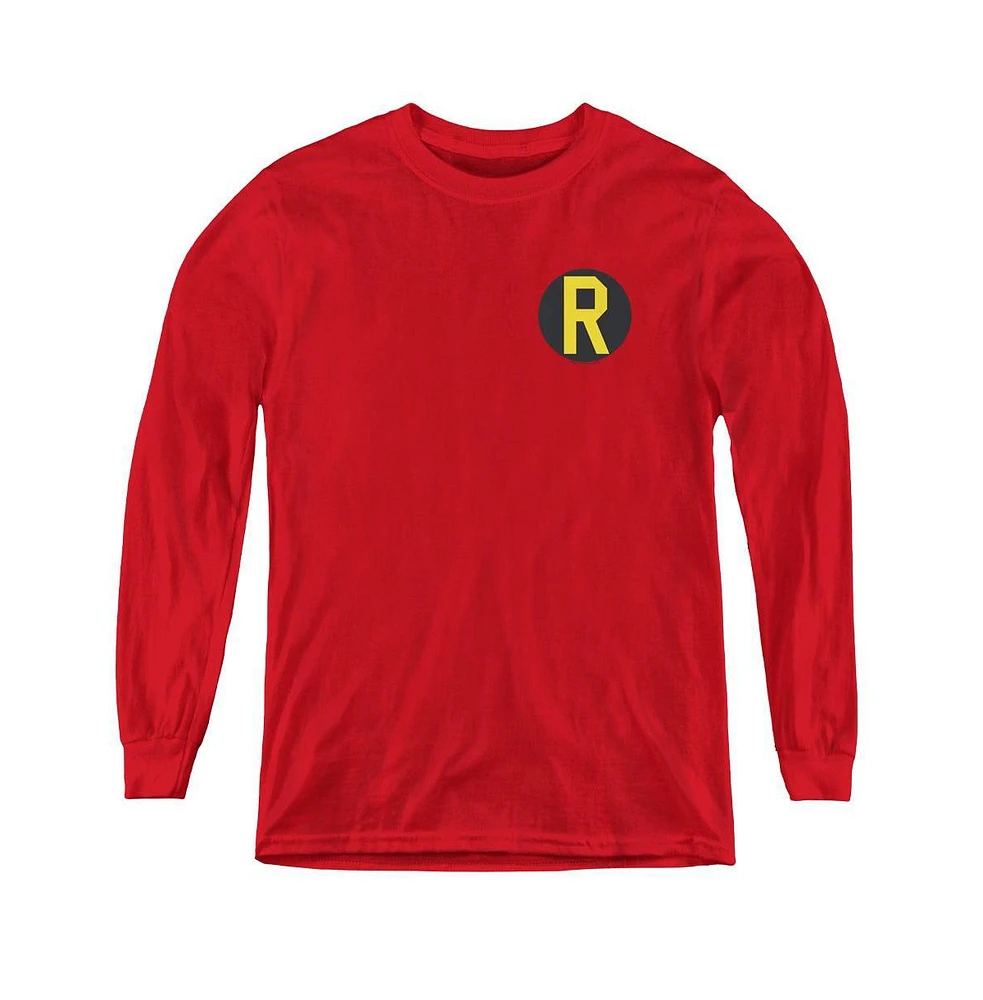 Dc Comics Boys Youth Robin Logo Long Sleeve Sweatshirts