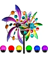 Maggift Solar Wind Spinner Led Glass Ball Halloween Christmas Decor