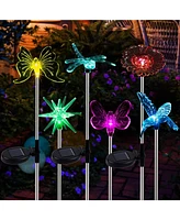 Maggift 6-Pack Solar Led Garden Stake Lights Waterproof Halloween Christmas Decor