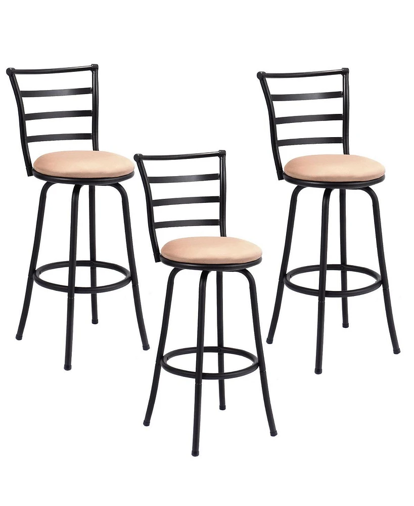 Sugift Set of 3 Steel Frame Counter Height Modern Swivel Bar Stools