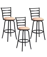 Sugift Set of 3 Steel Frame Counter Height Modern Swivel Bar Stools