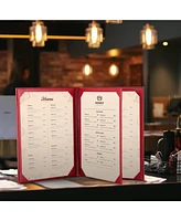 WeChef 10 Packs Restaurant Menu Covers 8.5 x 11 Book Style 3 Pages 4 Views Burgundy