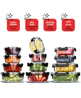 Clara Clark -Pack Airtight Glass Food Storage Containers with Leakproof Snap Lock Lids - Oven