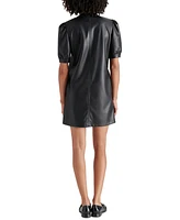 Steve Madden Women's Jane Puff-Sleeve Faux-Leather Dress