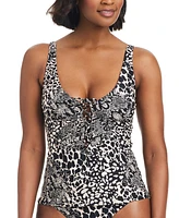 Bar Iii Women's Printed Lace-Up Sweetheart Tankini, Created for Macy's