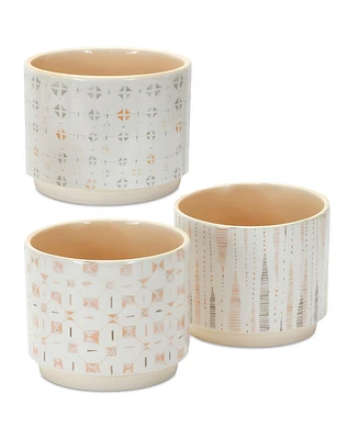 Slickblue Set of 3 Blush Patterned Stacking Pots for Stylish Indoor and Outdoor Decor