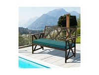 Slickblue Outdoor Garden Bench with Detachable Sponge-Padded Cushion-Brown