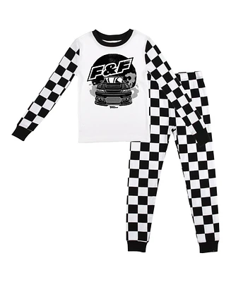 Fast & The Furious Little Boys The Youth Long Sleeve Pajama Set With Checkerboard Design