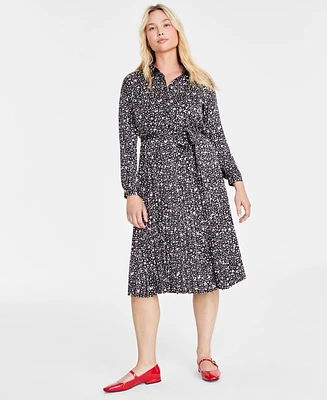 On 34th Women's Long-Sleeve Pleated Shirtdress, Created for Macy's