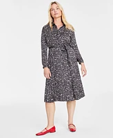 On 34th Women's Long-Sleeve Pleated Shirtdress, Created for Macy's