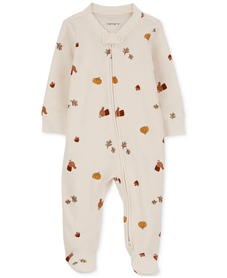 Carter's Baby One-Piece Thanksgiving Fall-Print Thermal Sleep and Play Footed Pajamas