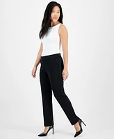 Ak Anne Klein Petite Pull-On Faux-Fly Front Pants