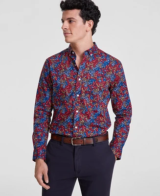 Club Room Men's Monty Leaf Poplin Shirt, Created for Macy's