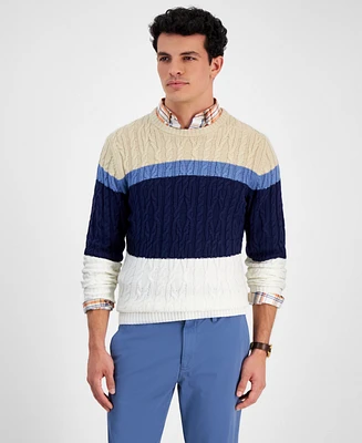 Club Room Men's Colorblocked Cable Sweater, Created for Macy's