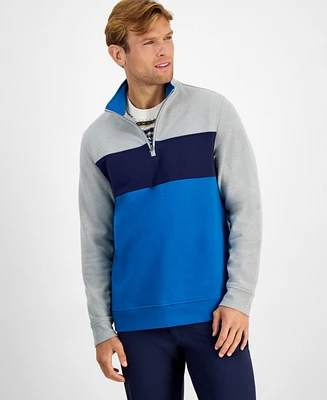 Club Room Men's Quarter-Zip Colorblocked Fleece Sweater, Created for Macy's