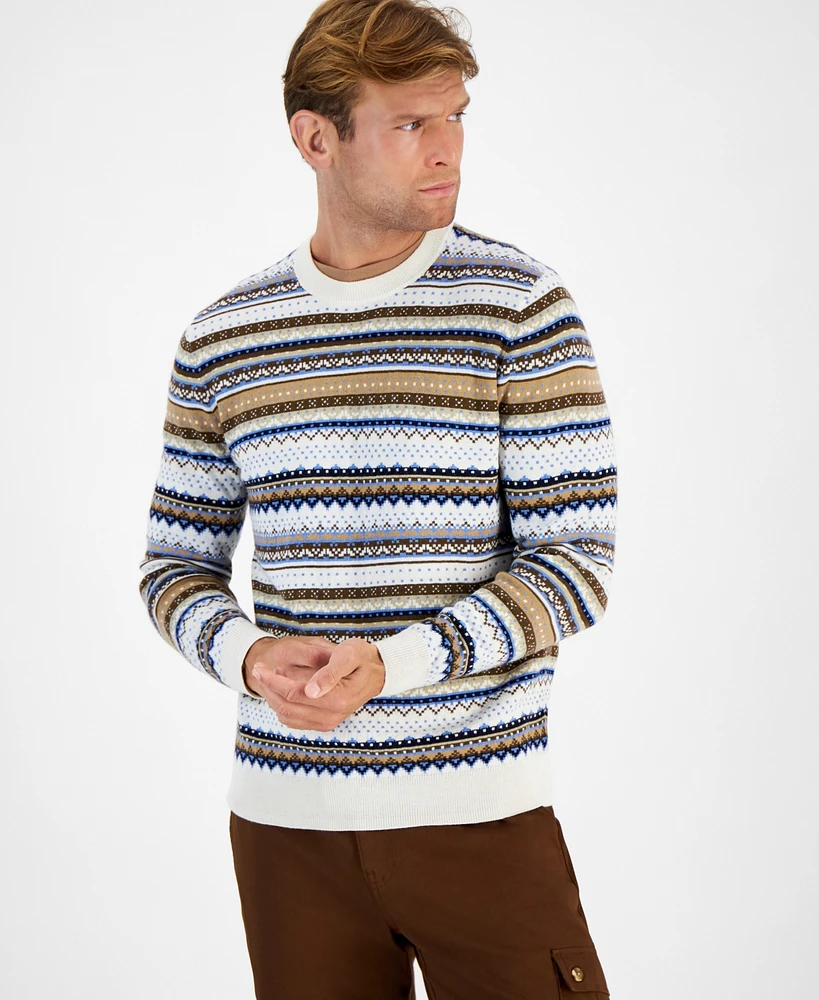 Club Room Men's Stripe Merino Crewneck Sweater, Created for Macy's