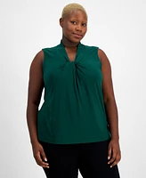 Kasper Plus Twist-v-Neck Sleeveless Blouse