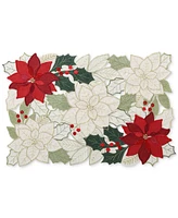 Elrene Poinsettia Cutwork Rectangle Fabric Placemat, 13" x 19"