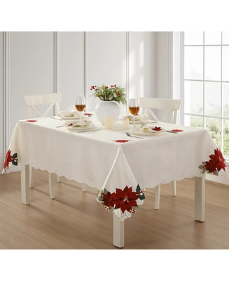 Elrene Poinsettia Cutwork Fabric Tablecloth, 60" x 84"