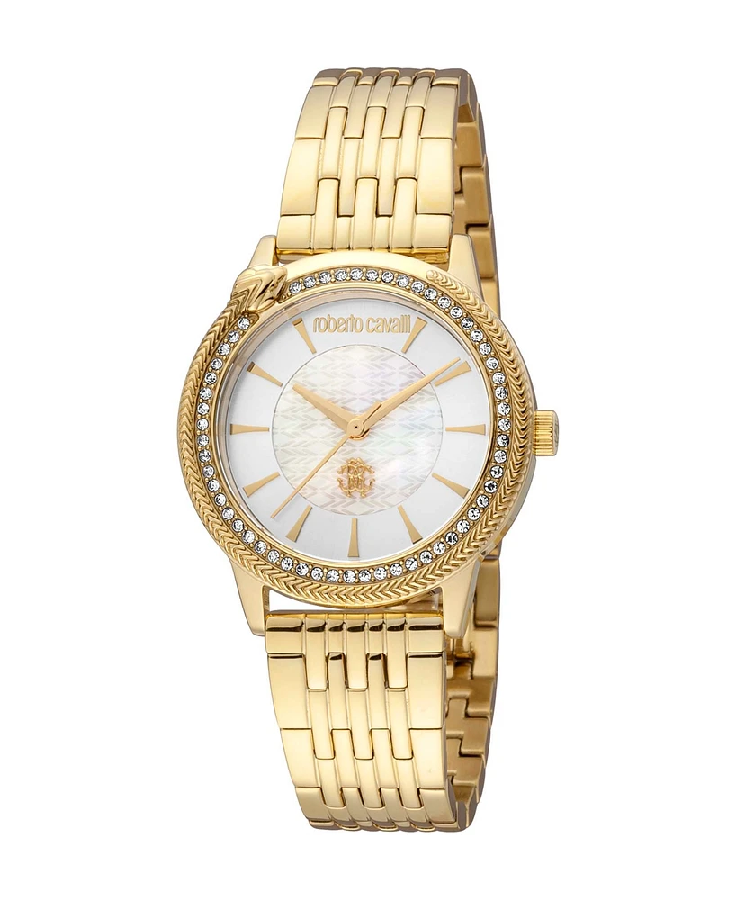 Roberto Cavalli Women's Quartz Gold-tone Stainless Steel Watch 32mm