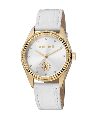 Roberto Cavalli Women's Quartz White Leather Watch 39mm