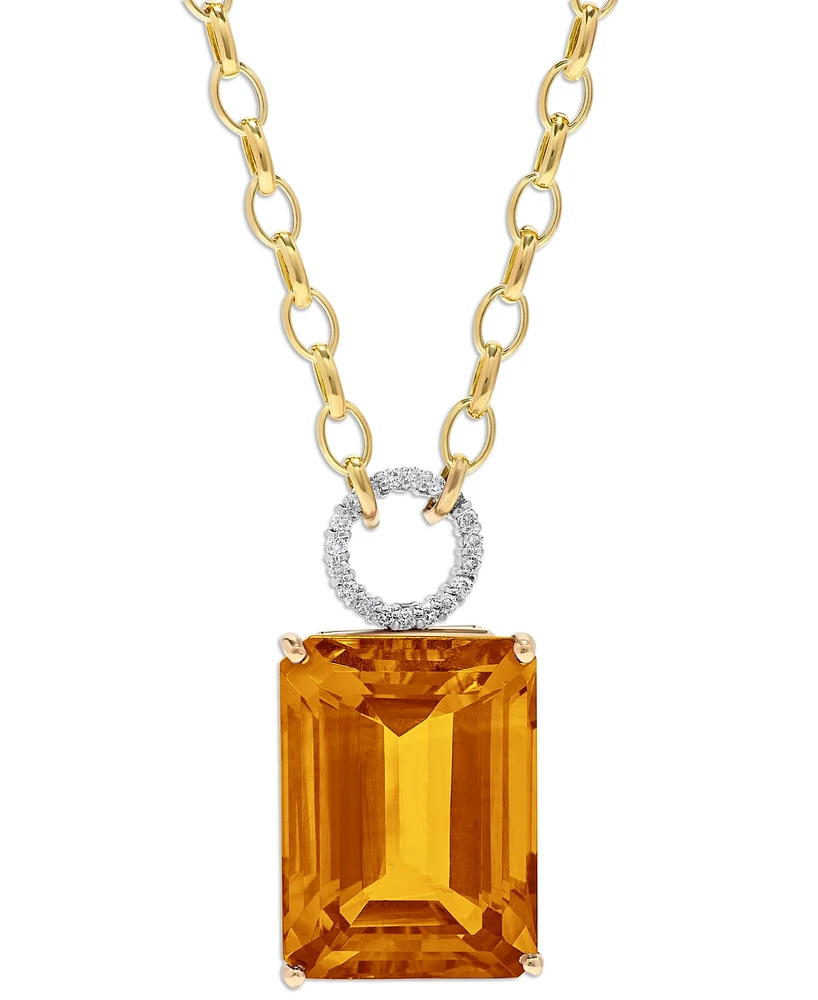 Citrine (22 ct. t.w.) & Diamond (1/6 ct. t.w.) 17" Pendant Necklace in 14k Gold