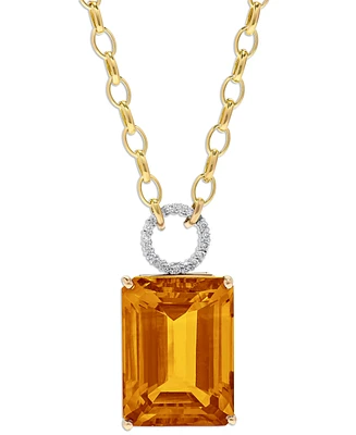 Citrine (22 ct. t.w.) & Diamond (1/6 ct. t.w.) 17" Pendant Necklace in 14k Gold