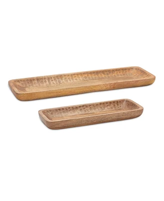 Slickblue Mango Wood Dough Bowl Tray (Set of 2)