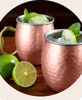 Oggi Set of 2, 18oz Hammered Stainless Steel Moscow Mule Mugs