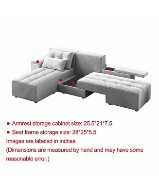 Simplie Fun Modular Corduroy Sofa with Ample Storage and Customizable Design