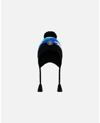 Deux par Deux Boy Peruvian Knit Hat Royal Blue Bears And Black - Toddler|Child