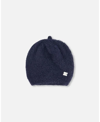 Deux par Girl Hairy Knit Beret Navy - Toddler|Child