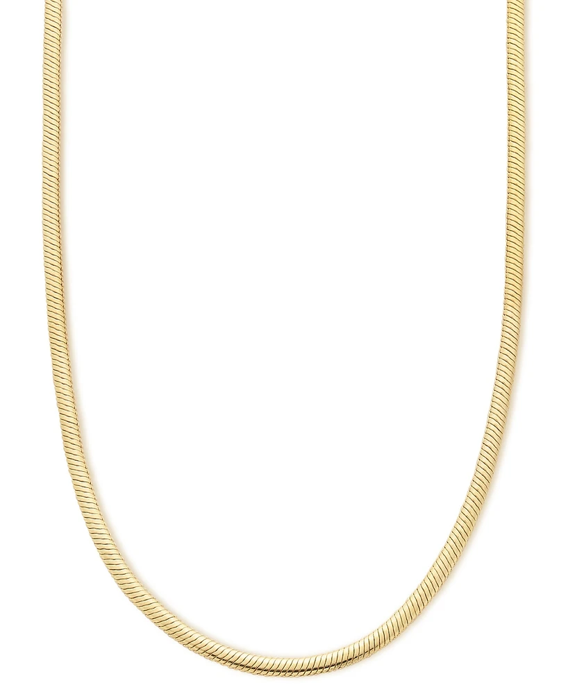 Italian Gold Polished Half Round Snake Link 18" Chain Necklace in 10k Gold