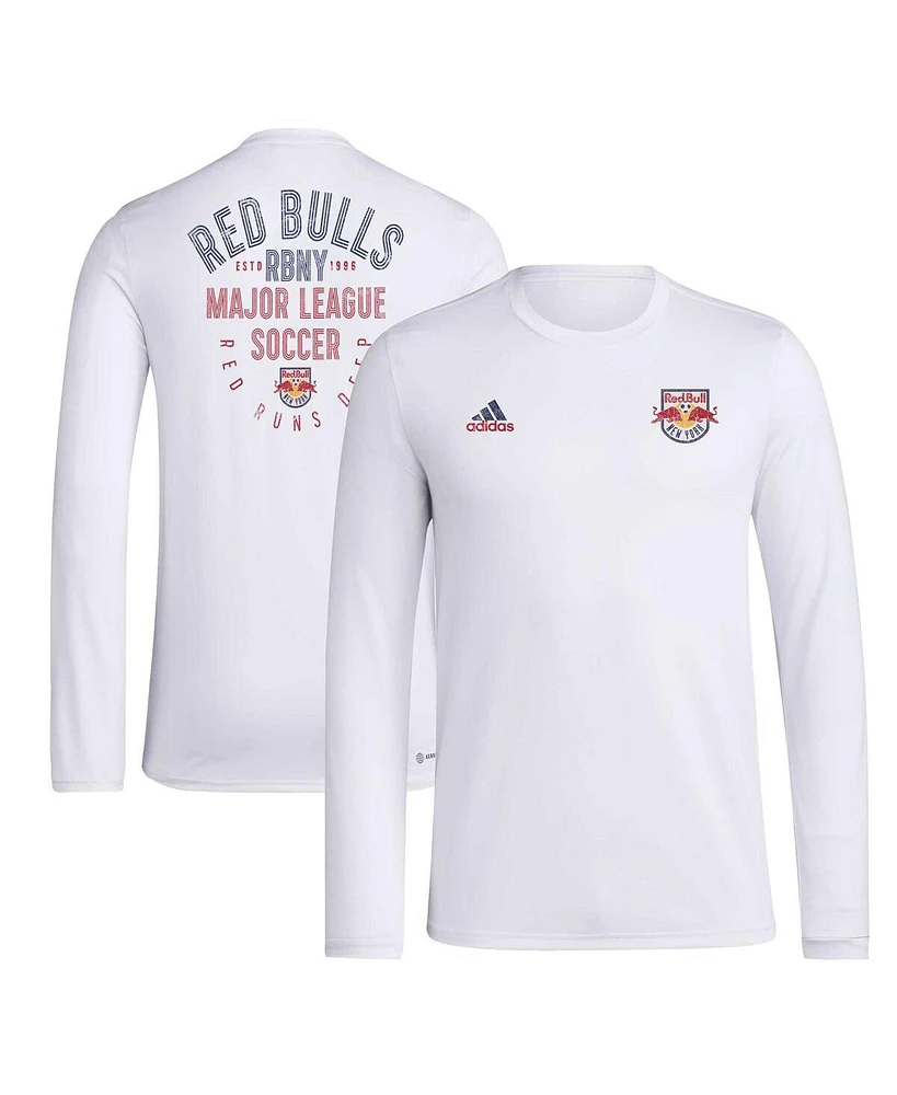 Adidas Men's White New York Red Bulls Local Stoic Long Sleeve T-Shirt