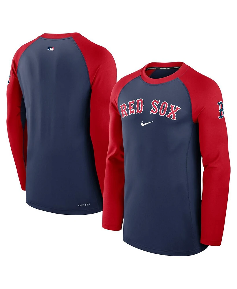 Nike Men's Navy Boston Red Sox Authentic Collection Game Time Raglan Performance Long Sleeve T-Shirt