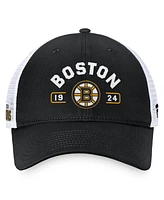 Fanatics Men's Black/White Boston Bruins Free Kick Trucker Adjustable Hat