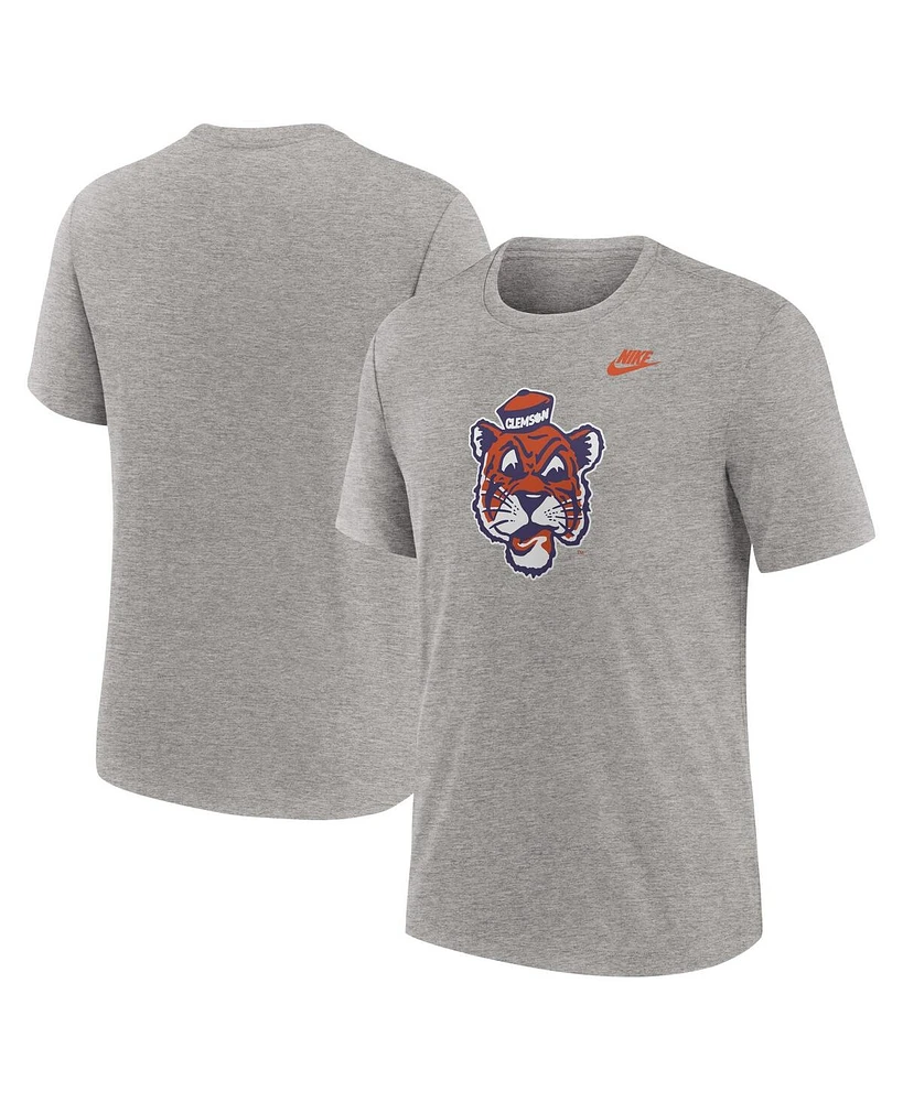 Nike Men's Heather Gray Clemson Tigers Blitz Evergreen Legacy Primary Tri-Blend T-Shirt