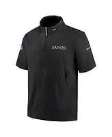 Nike Men's Black New Orleans Saints 2024 Sideline Coach Short Sleeve Half-Zip Hoodie Jacket