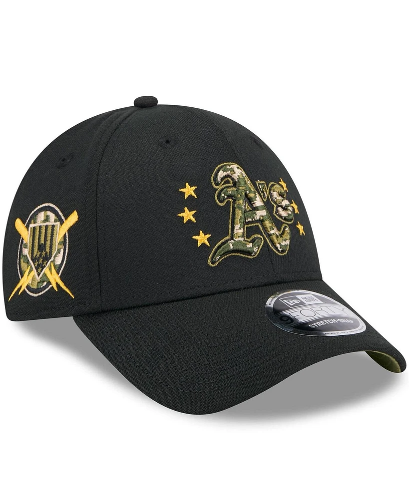 New Era Men's Black Oakland Athletics 2024-Armed Forces Day 9FORTY Adjustable Hat