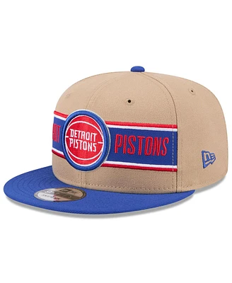 New Era Men's Tan/Blue Detroit Pistons 2024 Nba Draft 9FIFTY Snapback Hat