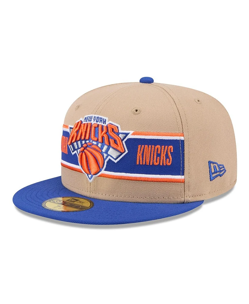 New Era Men's Tan/Blue York Knicks 2024 Nba Draft 59FIFTY Fitted Hat