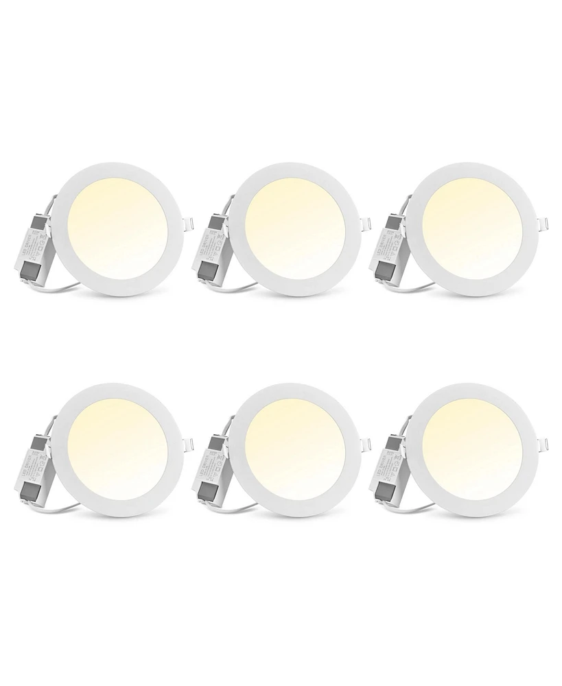 DELight 6" Led Recessed Ceiling Panel Down Light Round 3 Color Slim Spot Lamp 6 Pack