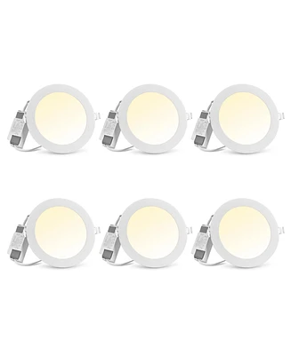 DELight 6" Led Recessed Ceiling Panel Down Light Round 3 Color Slim Spot Lamp 6 Pack