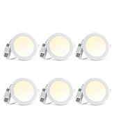 DELight 6" Led Recessed Ceiling Panel Down Light Round 3 Color Slim Spot Lamp 6 Pack