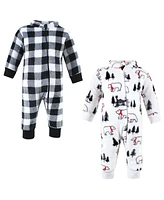 Hudson Baby Boys Unisex Plush Jumpsuits, Winter Bear